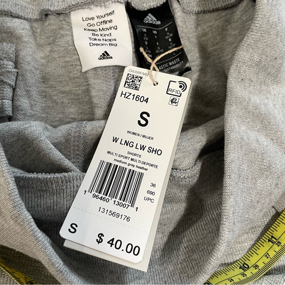 Adidas Lounge Terry Loop Shorts Medium Grey Heather - Picture 5 of 10